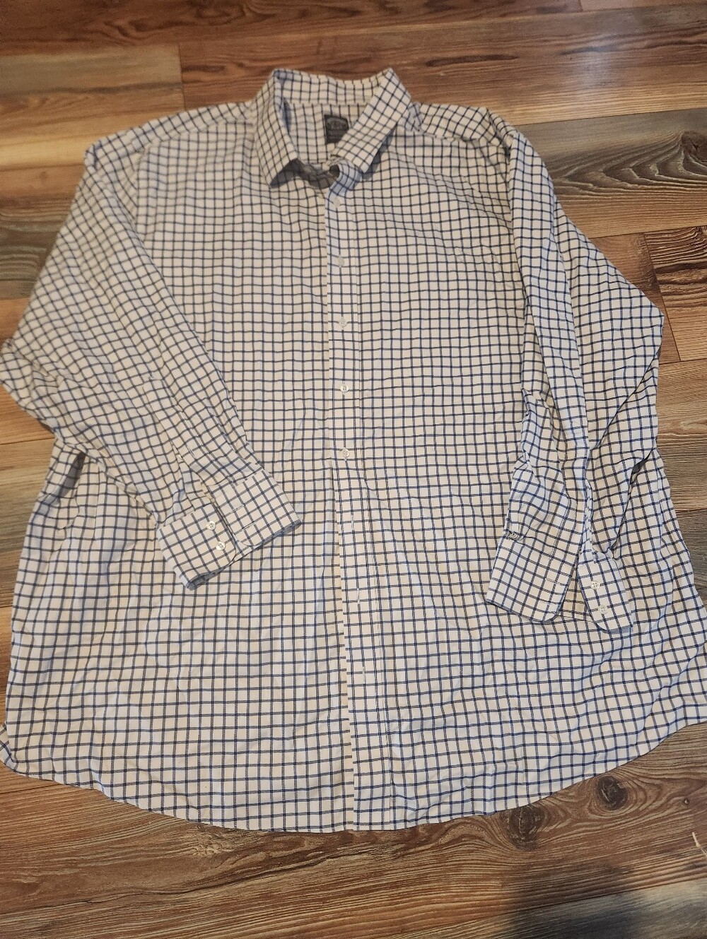 Brooks Brothers White and Blue Checked Button-Down Shirt Size 20